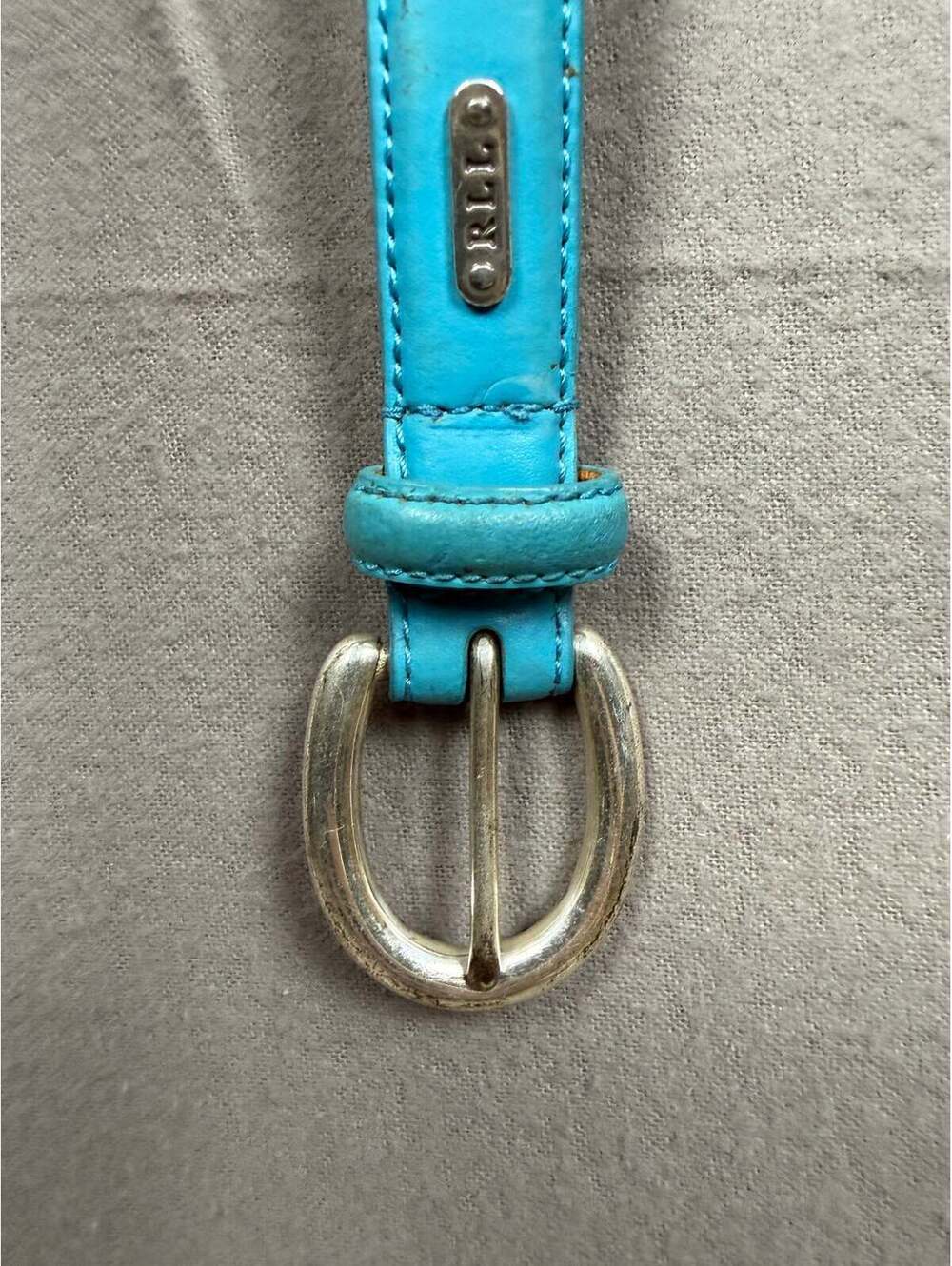 Vintage Ralph Lauren Turquoise Teal Italian Leather Waist Belt